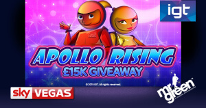 Logo akce vyhrajte podíl z patnácti tisíc EUR na výherním automatu Apollo Rising